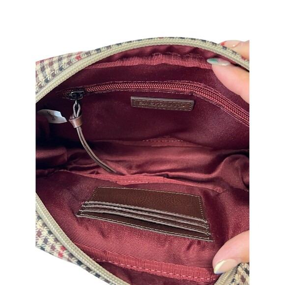 NWT Baekgaard Colby Plaid Brown Red Cream Crossbody Purse Bag Leather Handbag - Picture 11 of 16